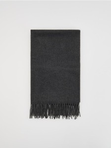 Gładki szalik z frędzlami - ciemnoszary
