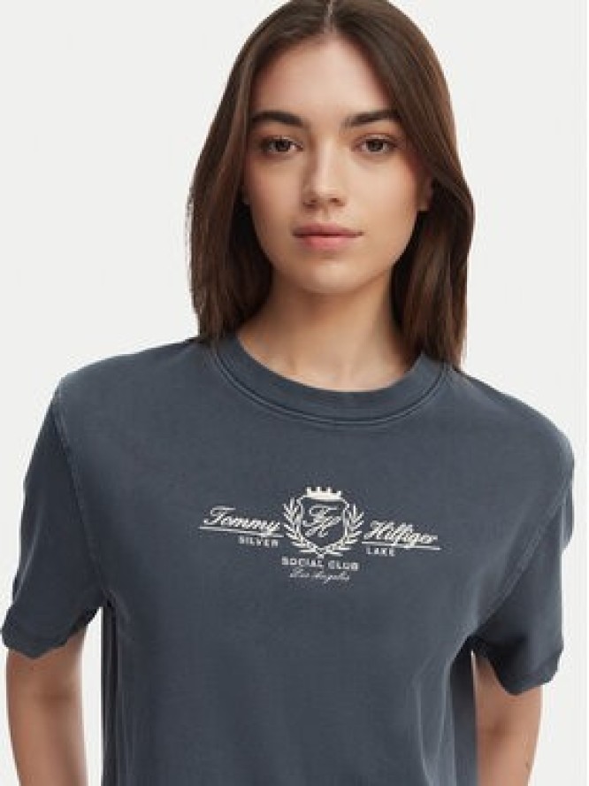 Tommy Hilfiger T-Shirt Crest WW0WW48713 Granatowy Relaxed Fit