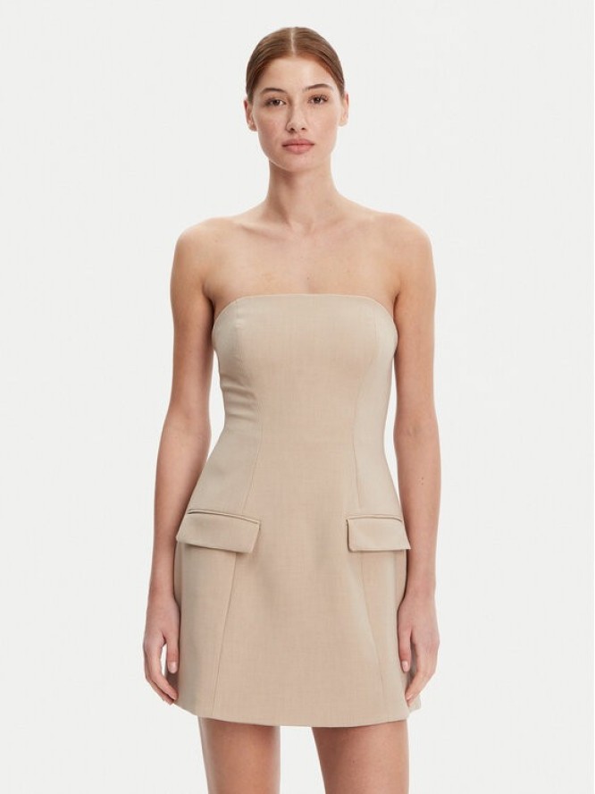 Bardot Sukienka koktajlowa 59806DB Beżowy Regular Fit