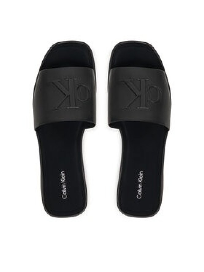 Calvin Klein Klapki Flatf Sndl Lth Mg HW0HW03026 Czarny