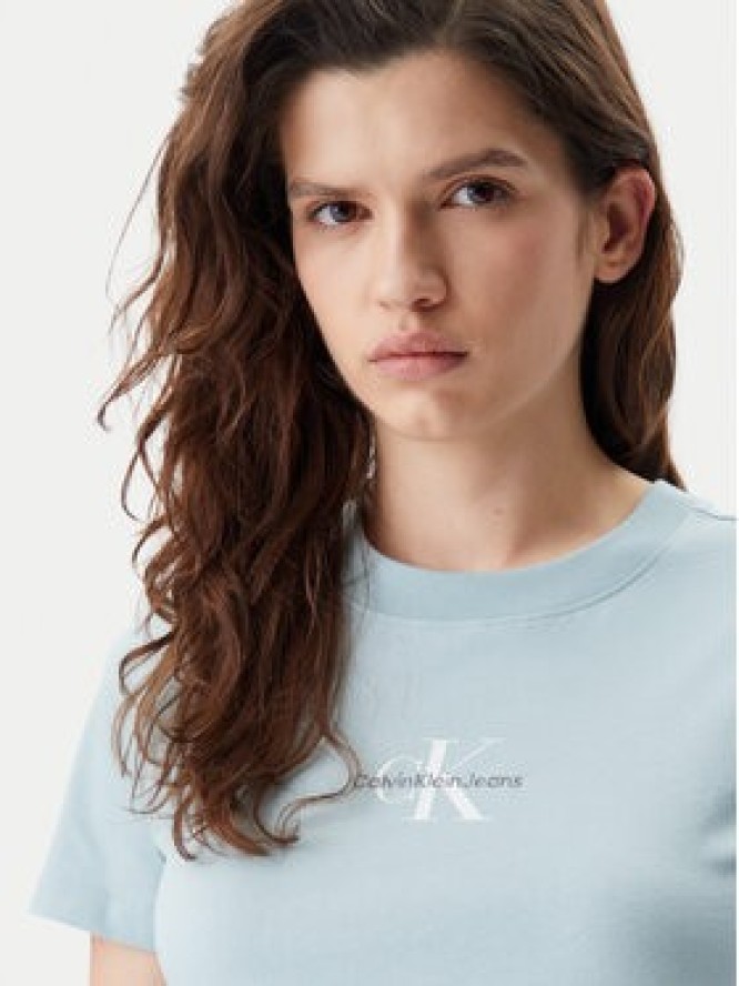 Calvin Klein Jeans T-Shirt Baby Tee J20J223113 Niebieski Slim Fit