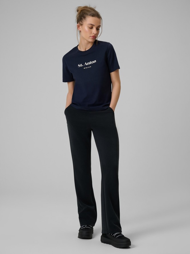 4F T-shirt loose z nadrukiem damski - granatowy XS