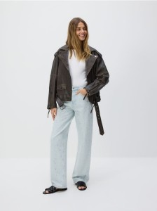 Jeansy ze strasem - niebieski