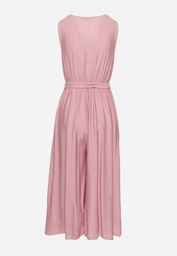 Fioletowy Taliowany Kombinezon z Wiskozą i Paskiem Evithrae