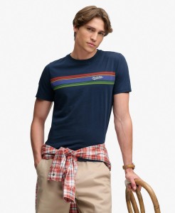 superdry Outdoor Stripe Logo Relaxed T-Shirt – 100% Organic Cotton, relaxed