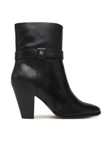 Tommy Hilfiger Botki Th T-Strap Leather Pointy Bootie FW0FW08984 Czarny