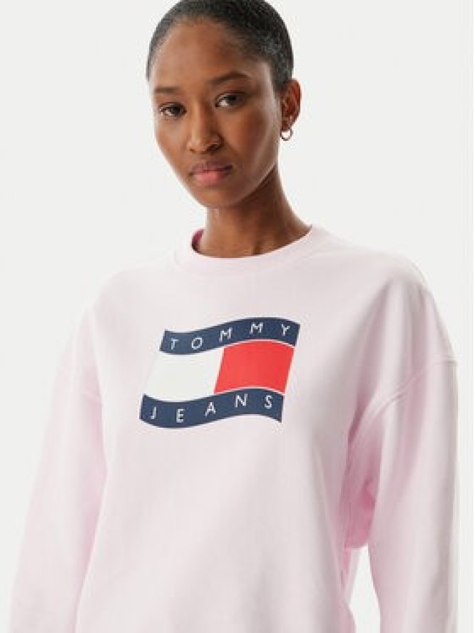 Tommy Jeans Bluza Wavy Flag DW0DW22742 Różowy jasny Boxy Fit