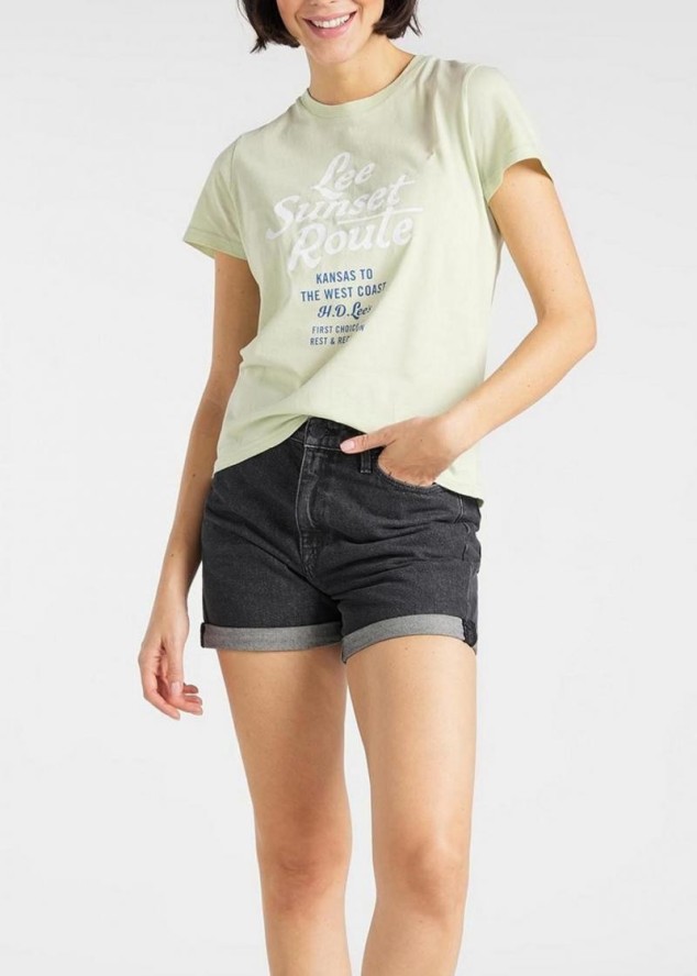 LEE GRAPHIC TEE DAMSKI T-SHIRT KOSZULKA NADRUK LOGO REGULAR FIT SUMMER GREEN L41AEPNK 112108854