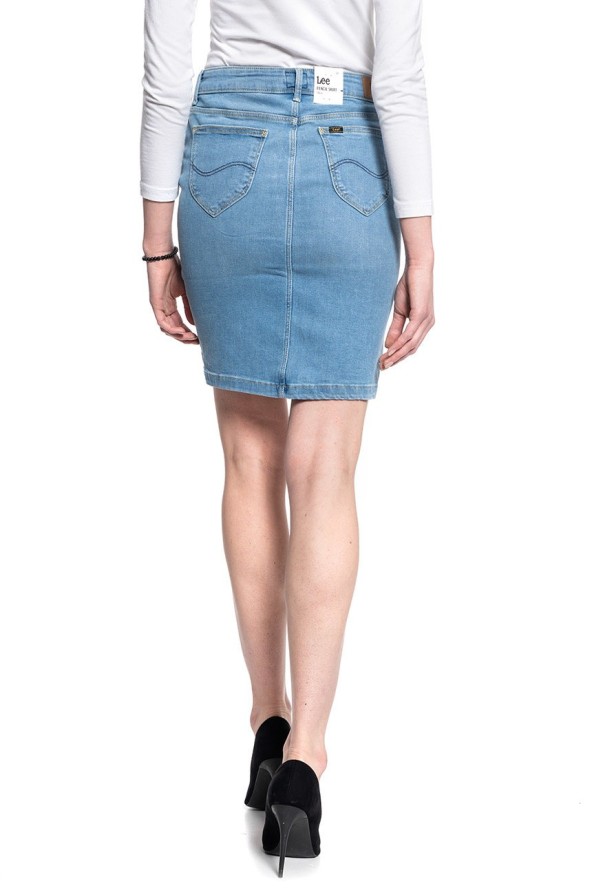 LEE PENCIL SKIRT DAMSKA SPÓDNICA JEANSOWA LIGHT LOU L38GQDXJ 112108197