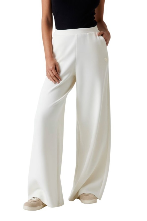 GUESS Spodnie damskie dresowe ecru Olympe Wide, Rozmiar S