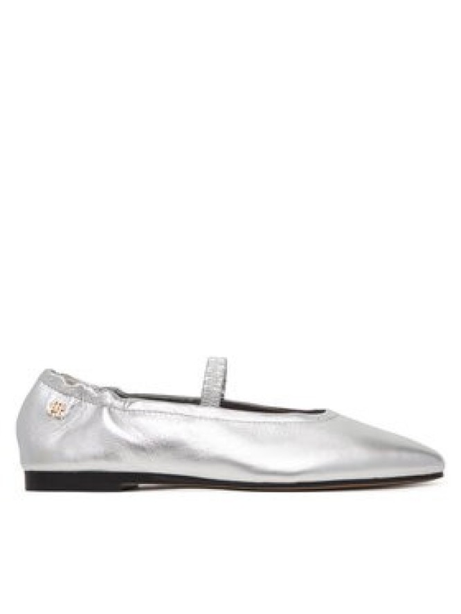 Tommy Hilfiger Baleriny Silver Lth Ellastic Ballerina FW0FW09466 Srebrny