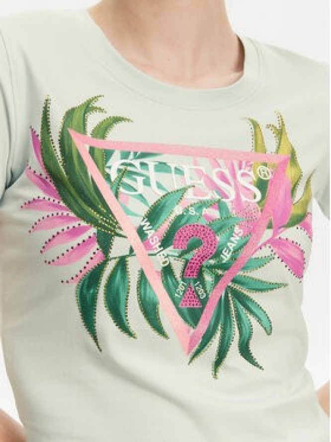 Guess T-Shirt W5GI07 J1314 Turkusowy Slim Fit
