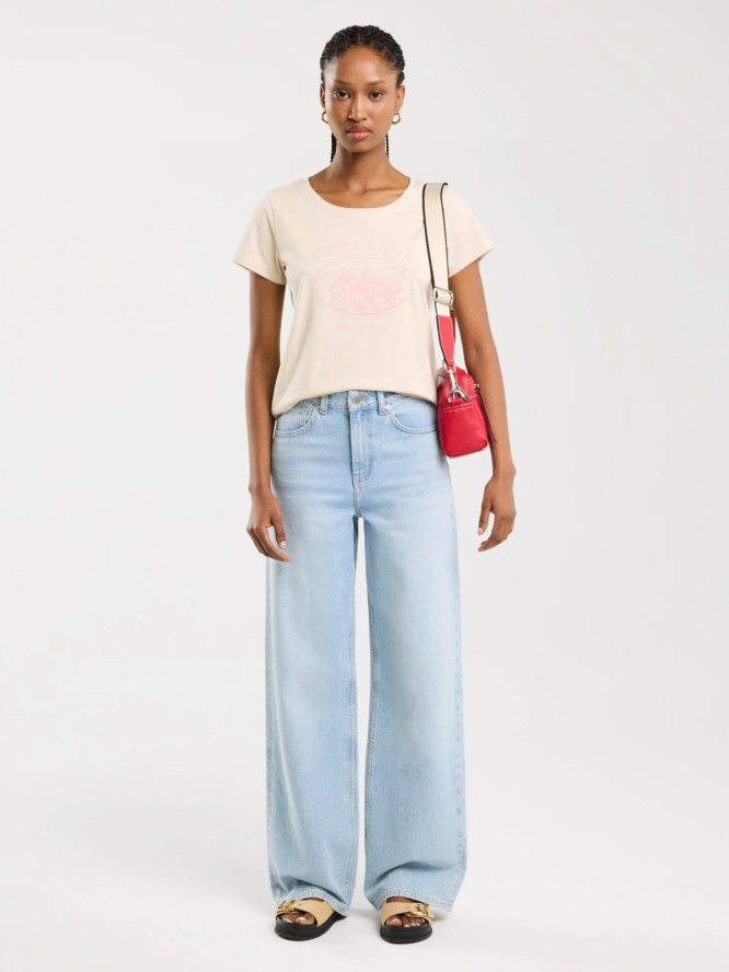 Koszulka damska z nadrukiem kremowa Alota 103