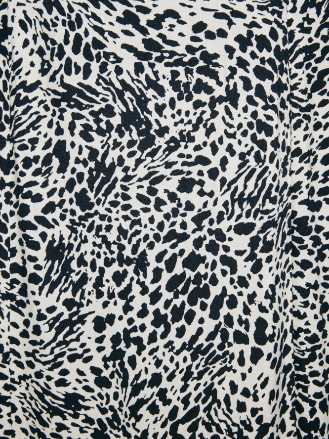 Spódnica damska midi z wiskozy z nadrukiem czarno-kremowa Arcelia 906