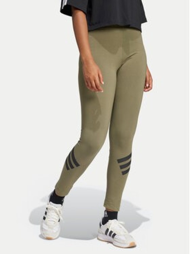 adidas Legginsy Future Icons 3-Stripes JE0221 Zielony Slim Fit