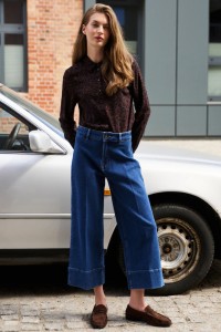 Jeansy culotte granatowe
