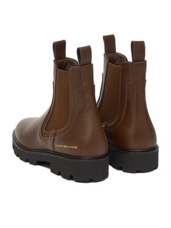 Tommy Hilfiger Sztyblety Lthr Low Chelsea FW0FW08775 Brązowy