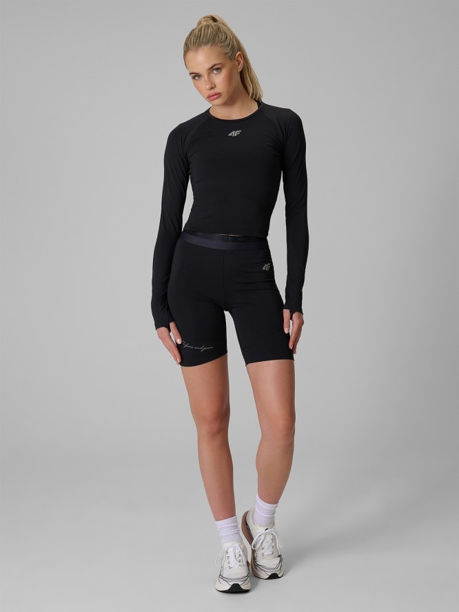 4F Longsleeve treningowy slim szybkoschnący damski - czarny XL