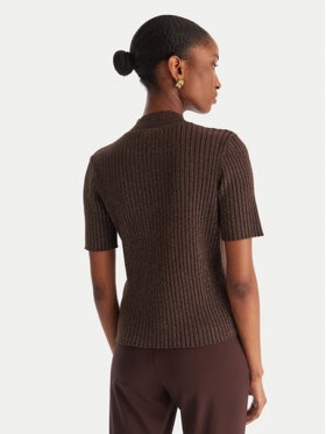 ACCESS FASHION Sweter 54-8046 Brązowy Slim Fit