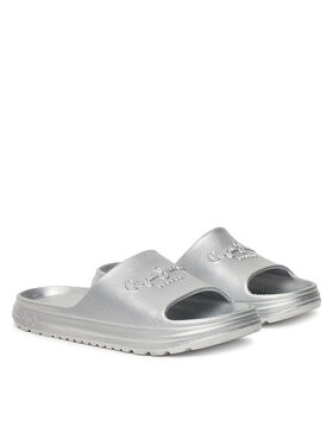 Pepe Jeans Klapki Beach Slidemet PLS70165 Srebrny