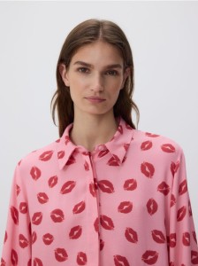 Wzorzysta koszula z wiskozy - wielobarwny