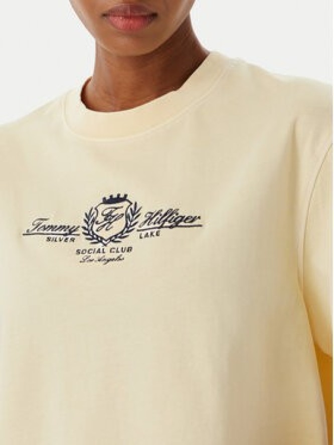 Tommy Hilfiger T-Shirt Crest WW0WW48713 Kremowy Relaxed Fit