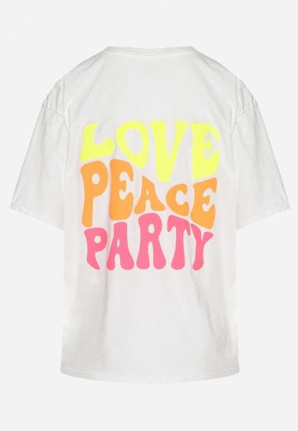 Biały Bawełniany T-shirt Ozdobiony Nadrukiem Odalva