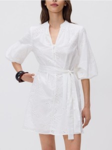 Ażurowa sukienka mini - biały