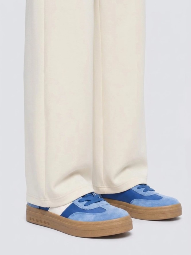 sneakersy damskie ze skórzanymi wstawkami niebieskie tt274165 401