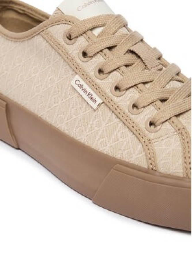 Calvin Klein Trampki Vulc Low Laceup Aop Canvas HW0HW03142 Beżowy