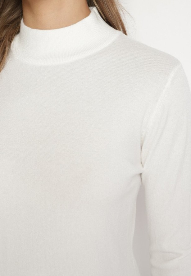 Biały Klasyczny Półgolf z Domieszką Kaszmiru Zailena