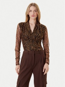 DKNY Bluzka P53HVCMM Brązowy Regular Fit