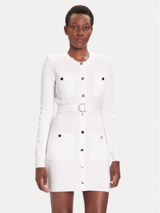 Liu Jo Sukienka dzianinowa MF5371 MS99E Biały Slim Fit