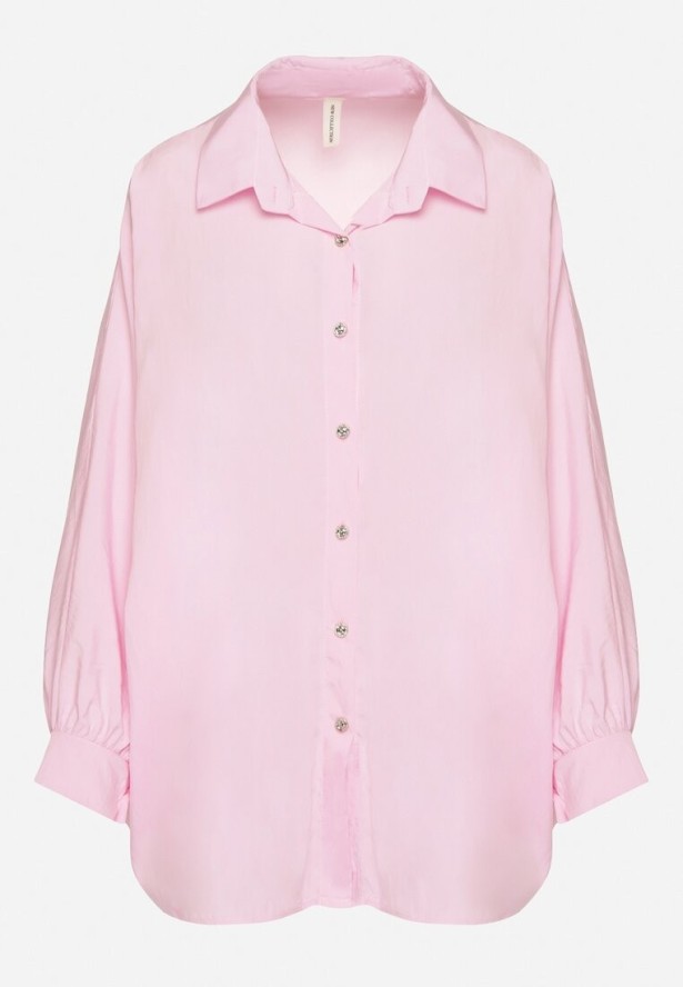 Jasnoróżowa Koszula z Wiskozą o Kroju Nietoperza Sonaretia
