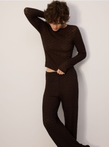 Kreszowana bluzka - ciemnobrązowy