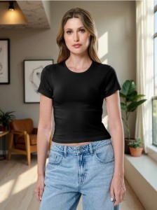 Bawełniana koszulka z krótkim rękawem - czarny