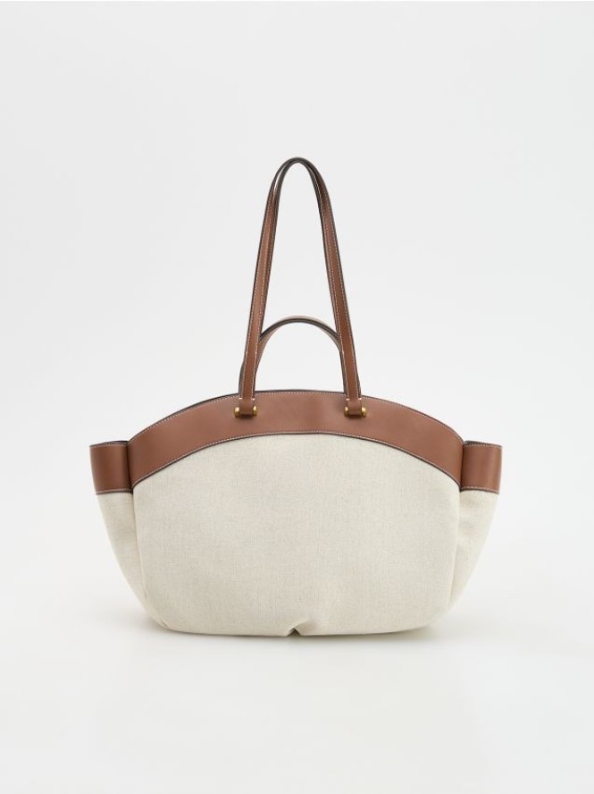 Tkaninowa torebka shopper - brązowy