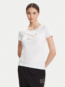 EA7 Emporio Armani T-Shirt 8NTT67 TJDQZ 1100 Biały Skinny Fit
