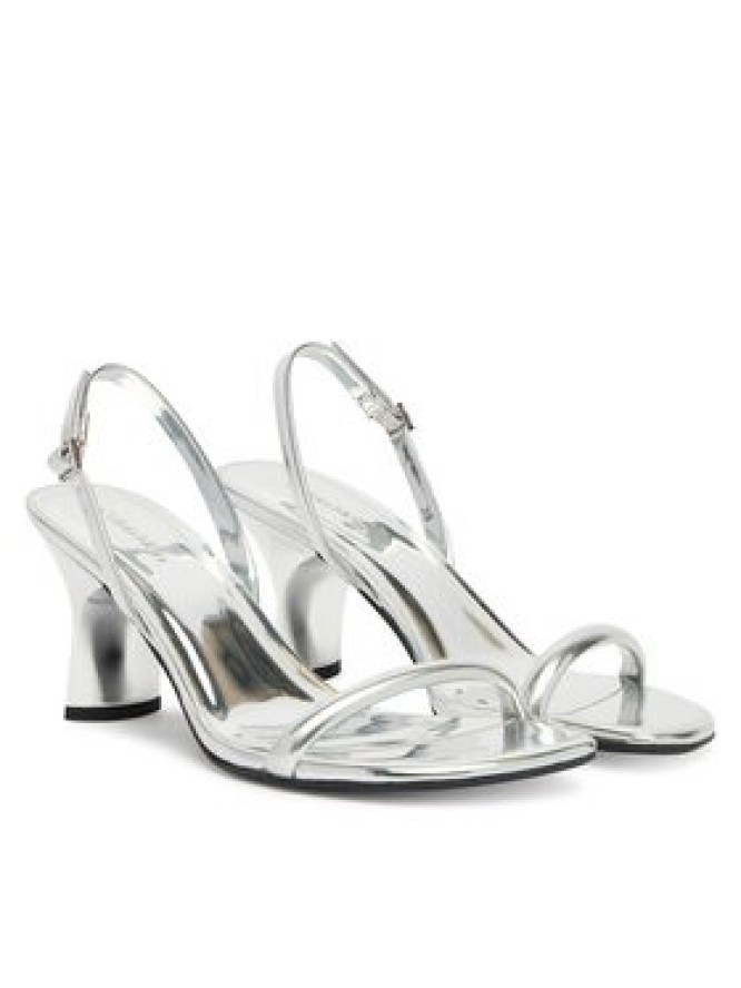 Calvin Klein Sandały Sculpt Kitt Heel Strappy Lth Met HW0HW02709 Srebrny