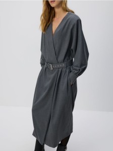 Sukienka z paskiem - ciemnoszary