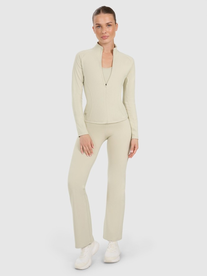 4F Bluza treningowa slim szybkoschnąca damska - beżowa XS