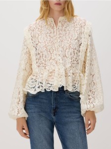 Koszula ze strukturalnej tkaniny - złamana biel