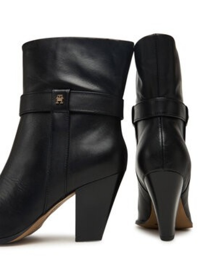 Tommy Hilfiger Botki Th T-Strap Leather Pointy Bootie FW0FW08984 Czarny