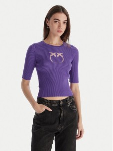 PINKO Bluzka Tritone Maglia 102017 A18M Fioletowy Slim Fit