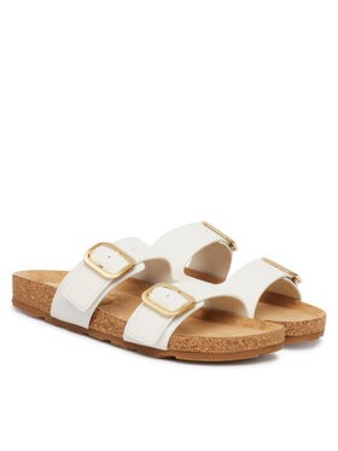 Tommy Hilfiger Klapki Double Strap Cork Sandals FW0FW09118 Biały
