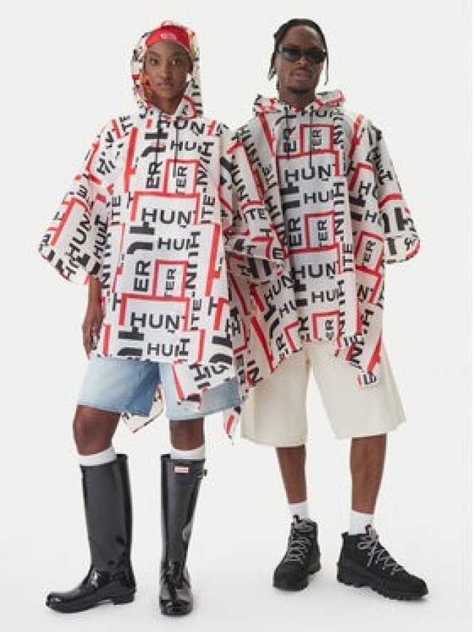 Hunter Ponczo HARU0006261 Biały Regular Fit