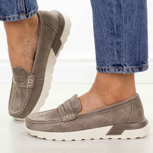 Taupe skórzane mokasyny damskie Filippo Dp7528/26