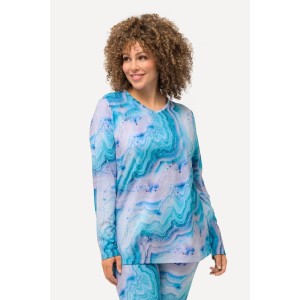 Damskie Koszulka narciarska wzór marmurkowy pętelka dekolt w serek długi rękaw