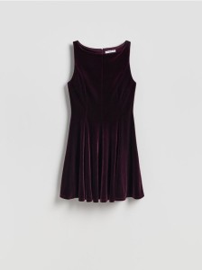 Welurowa sukienka - ciemnofioletowy