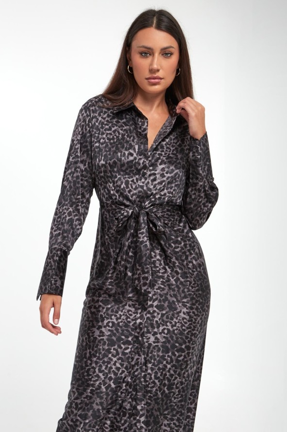 Sukienka szmizjerka w panterkę DKNY